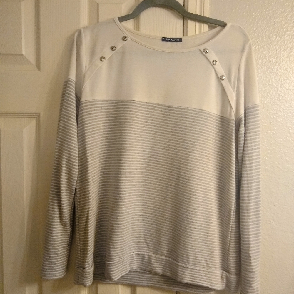 Stitch Fix Pink Clover Luna Button Detail Brushed Knit Top